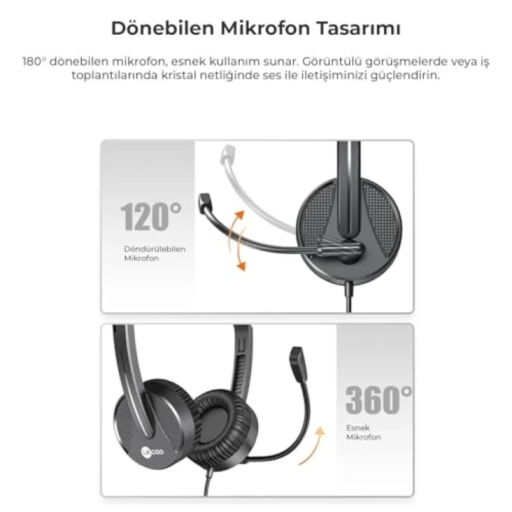 HT106 USB Kablolu Mikrofonlu Kulak Üstü Kulaklık - PC, Laptop, Tablet, Telefon Uyumlu, Ergonomik Kulak Yastıkları, İş, Oyun, Çağrı Merkezi için, Esnek Mikrofonlu Kulak Üstü Kulaklık Siyah