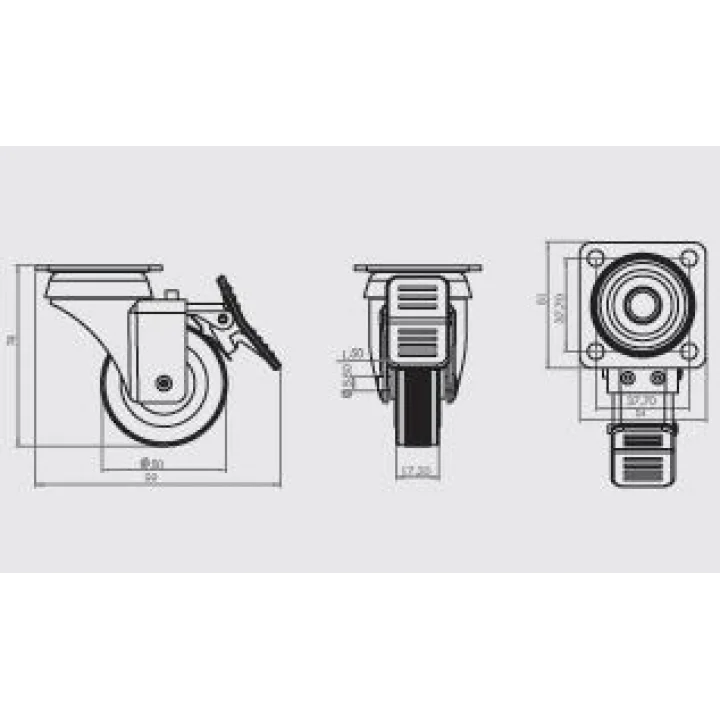 Mey İthalat® HTS 334 50X20 Tablalı Döner Frenli Teker