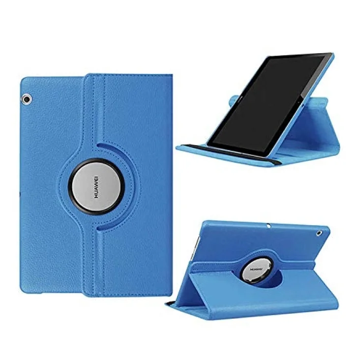 Huawei MediaPad T3 10 ile uyumlu Kılıf 360 Dönebilen Standlı Case Mavi