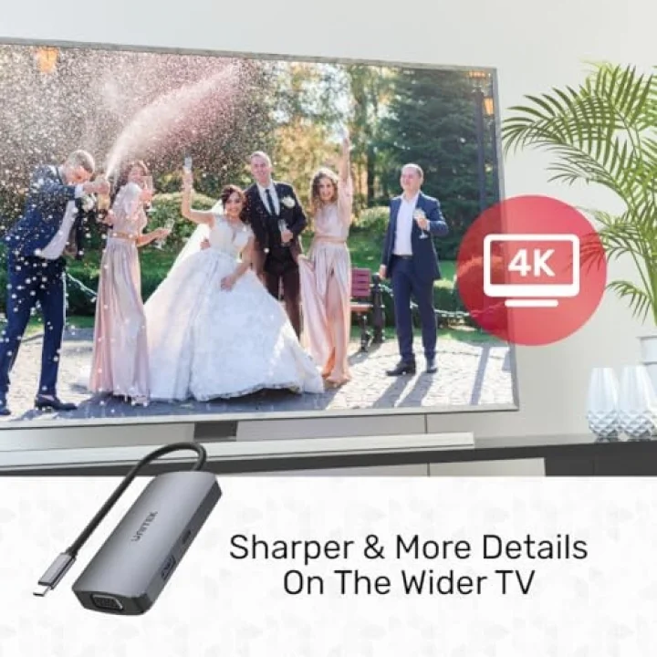 Hub USB-C MST Triple Ekran, 2 x HDMI + VGA, 1 x USB-A Port ve USB-C Power Delivery 100W │ USB 3.1 5 Gbps, 4K@30Hz, 2K@60Hz, Alüminyum, SuperSpeed