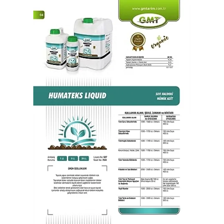 Humateks Liquid 5 Lt (Sıvı Hümik Asit)