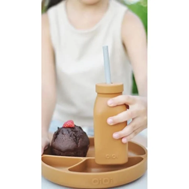Hüp + Up -Şişe + Pipet - Woody Brown/Powder Grey