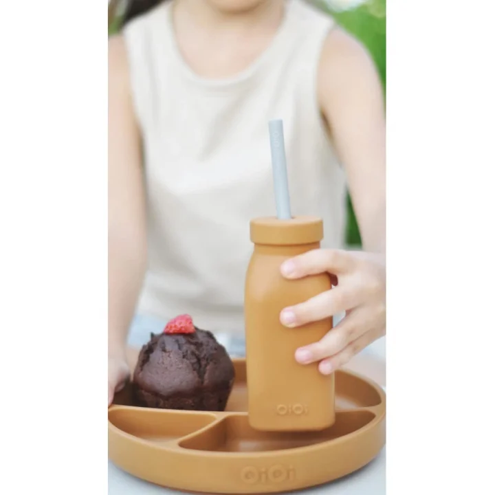 Hüp + Up -Şişe + Pipet - Woody Brown/Powder Grey