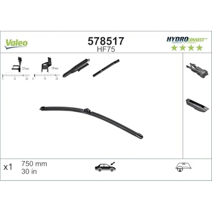 Hydroconnect Silecek Citroen C4 II (2015-2018), DS4 (2016-2018), DS5 (2015-2018), Peugeot 308 (2007-2014) (750 MM) 578517