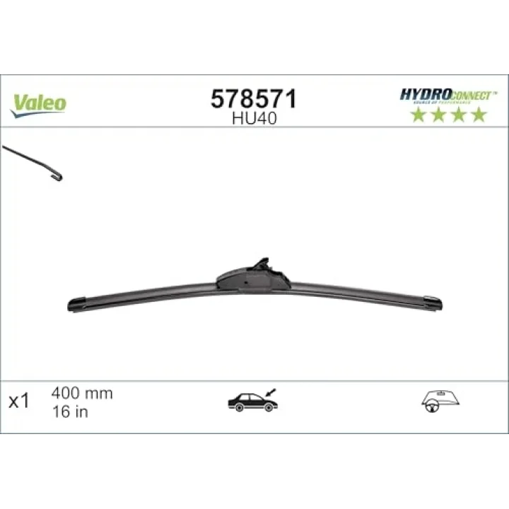 Hydroconnect Upgrade Silecek Toyota Auris (2009-2012), Chevrolet Captiva (2011 ve sonrası), Dacia Dokker (2015-2021), (400 MM) 578571