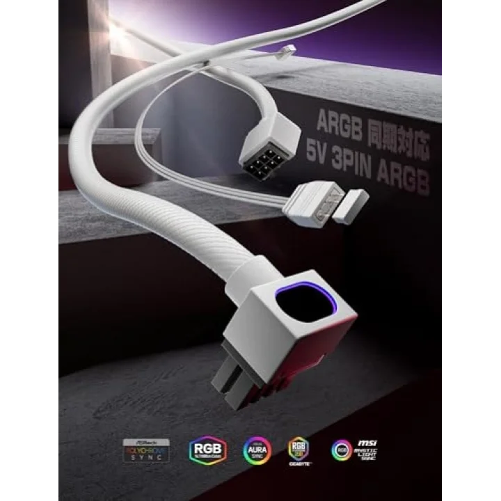 Hydrus 8 Pin CPU ARGB İşlemci Besleme Kablosu Beyaz