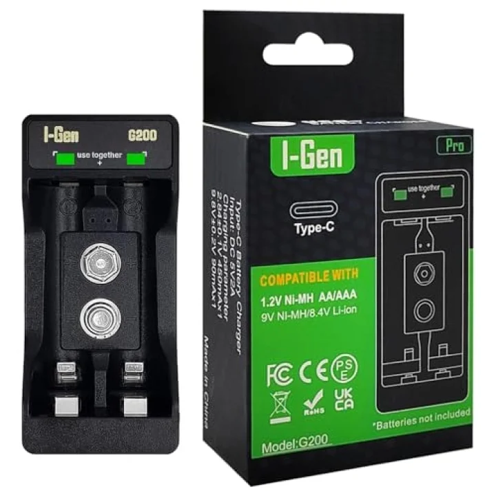 I-Gen Batteries G227 2’li AA/AAA/9V Pil Şarj Aleti + 2 Adet AA 2700 mAh 1.2 V Ni-MH Şarjlı Kalem Pil Seti