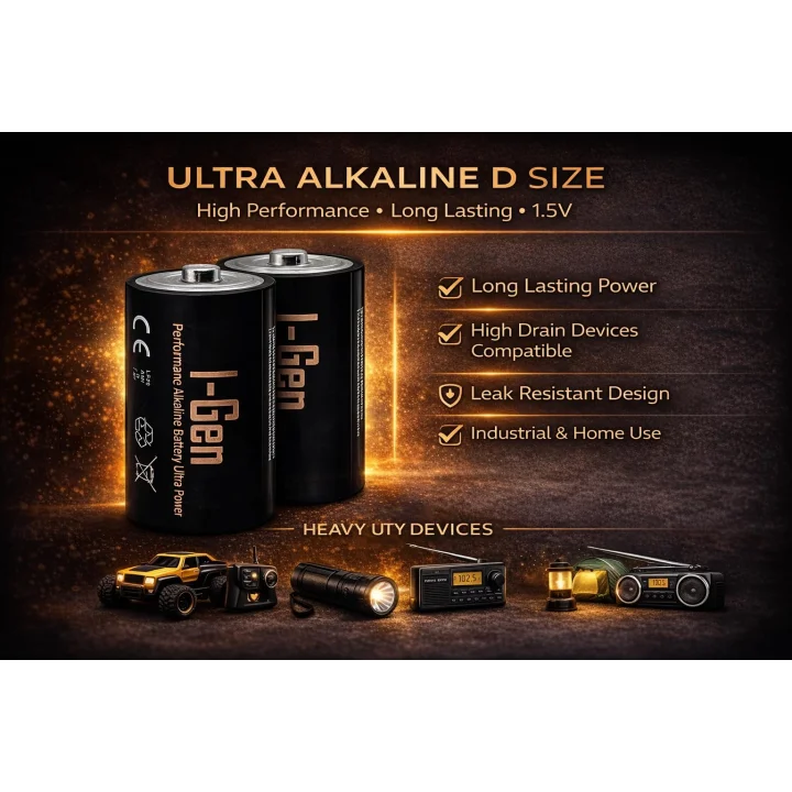 I-Gen Batteries LR20 Ultra Alkalin D Boy Pil 1.5V Büyük Boy Pil (2, 2li Paket)