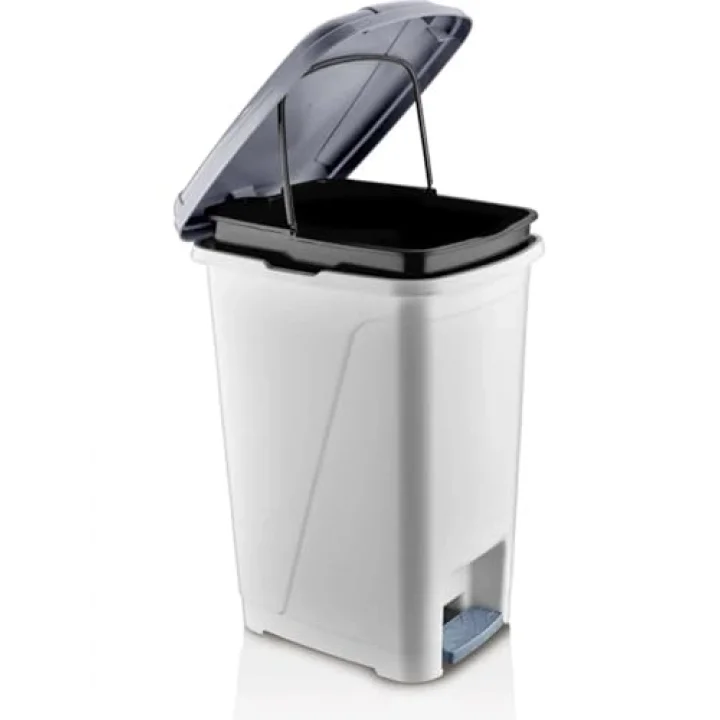 İç Kovalı Slim Pedallı Modern Çöp Kovası, Paslanmaz Çelik Görünümlü, 40 Litre