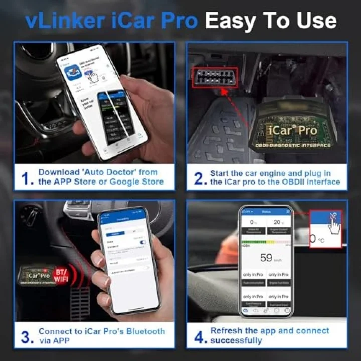 iCar Pro Mini OBD2 Bluetooth Tarayıcı iOS/Android OBD Adaptörü Araç Arıza Kodu Okuyucu Tarama Araçları