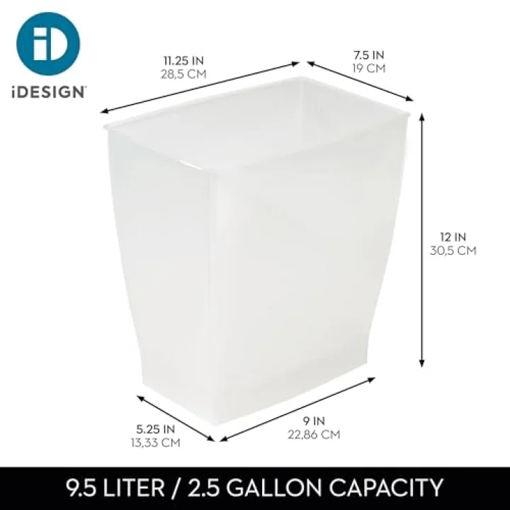 iDesign 64720EU Spa Rechteckiger Mülleimer, 11 Liter, mattiert