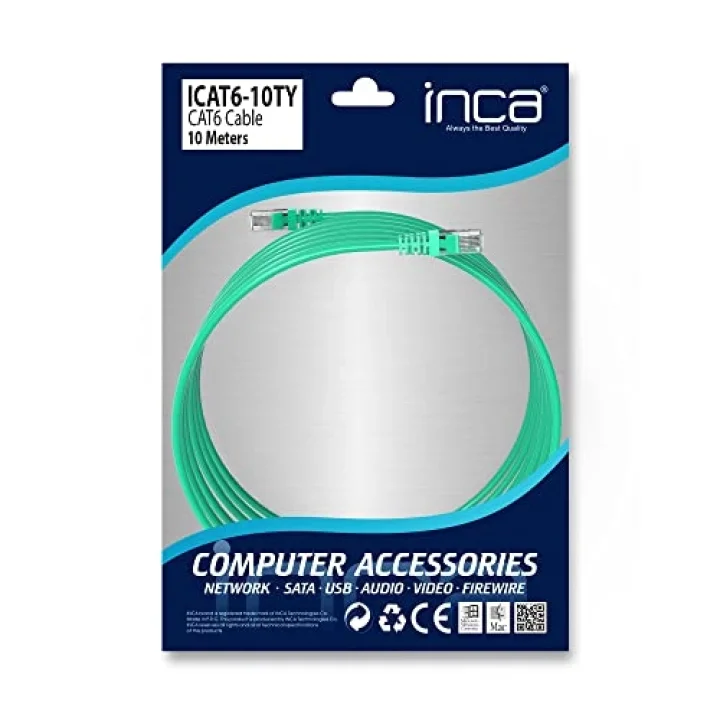 Inca ICAT6-10TY Cat6 26 Awg 10 M Yeşil Poşet