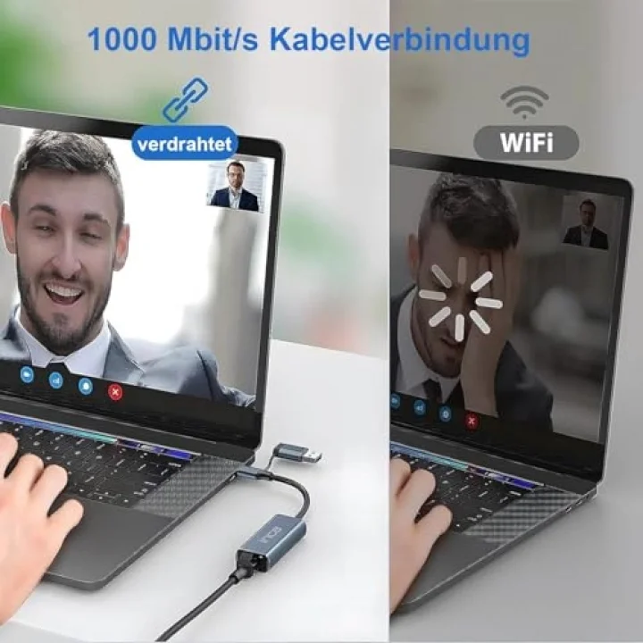 Inca IUTP-01TX USB 3.0 ve Type-C 3.1 Ethernet Adaptörü | 1000Mbps Gigabit RJ45 Ağ Kartı | Alüminyum Kasa | Windows, MacBook, Notebook ve Tablet Uyumlu | Cep Telefonları ile Uyumlu Değil