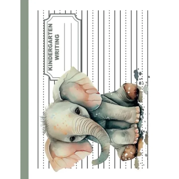 Independently published Kindergarten Writing Paper Landscape: With Dotted Lines Elephant watercolor: Primary Tablet | Kindergarten Writing Paper Landscape Elephant watercolor