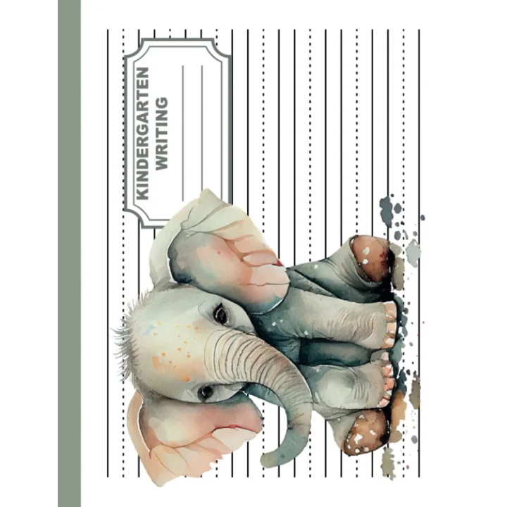 Independently published Kindergarten Writing Paper Landscape: With Dotted Lines Elephant watercolor: Primary Tablet | Kindergarten Writing Paper Landscape Elephant watercolor