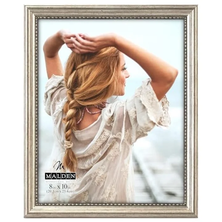 International Designs Klasik Ahşap Resim Çerçevesi, 8x10, Gümüş