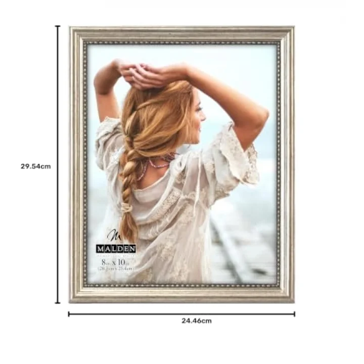 International Designs Klasik Ahşap Resim Çerçevesi, 8x10, Gümüş