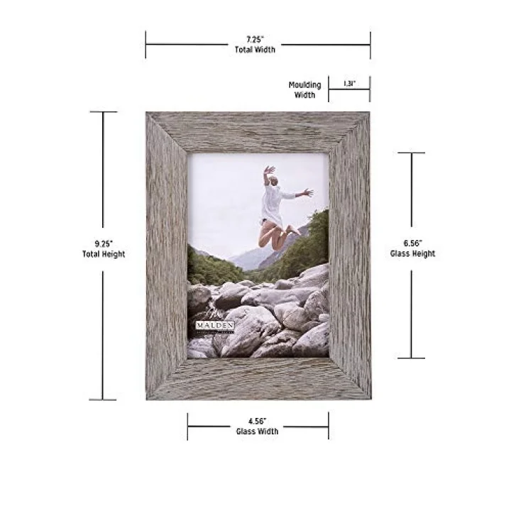 International Designs Rustikal Fashion breit Linear graywash Holz Bilderrahmen, 5 x 7, grau
