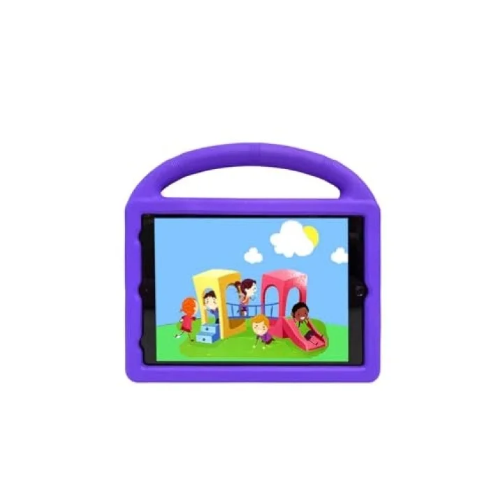 iPad 10.2 (9.Nesil) ile Uyumlu Wheel Car Tekerlek Standlı Tablet Eva Silikon Kılıf-Mor 3