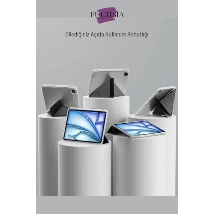 iPad 11. Nesil A16 2025 ile Uyumlu 11 inç Kalem Bölmeli Standlı Tri Folding Tablet Kılıfı