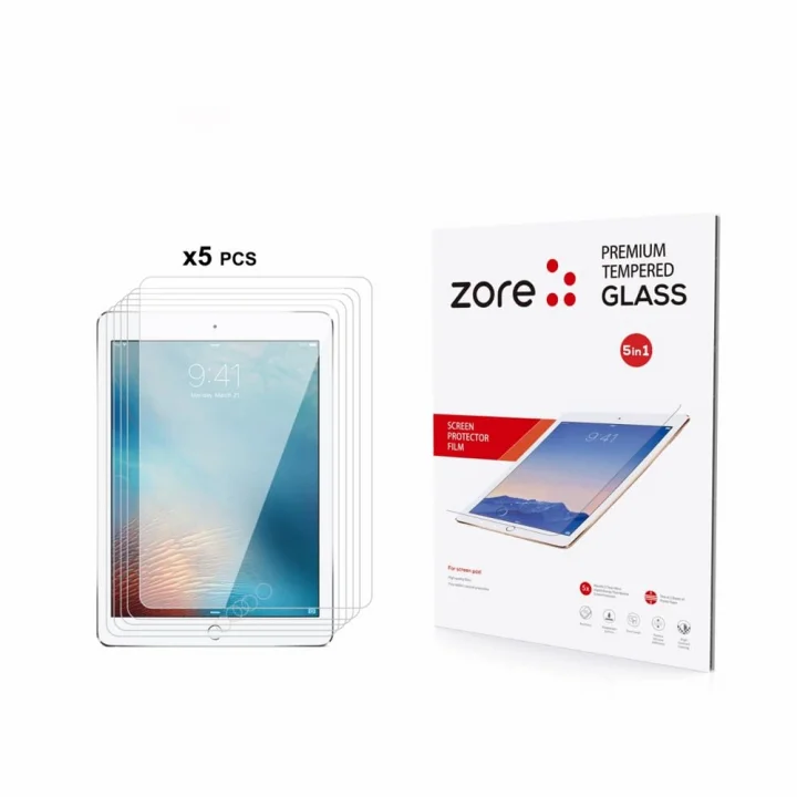 iPad 9.7 2018 (6.Nesil) ile uyumlu Tablet Set 5 adet Temperli Cam Ekran Koruyucu Şeffaf