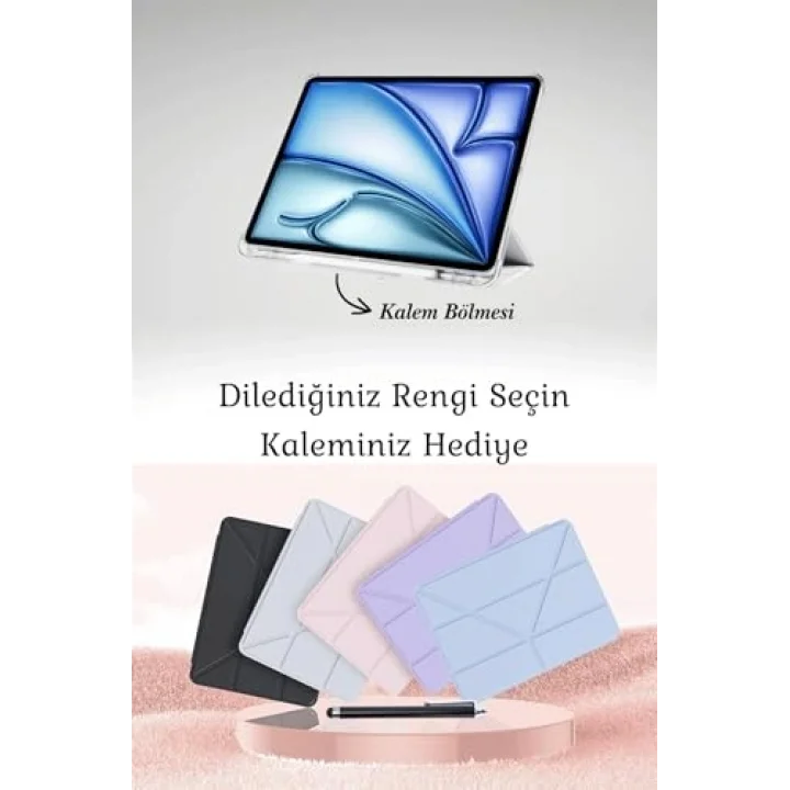 iPad Air 11 2025 M3 Çip ile Uyumlu Katlanabilir Standlı Smart Cover Tablet Kılıfı