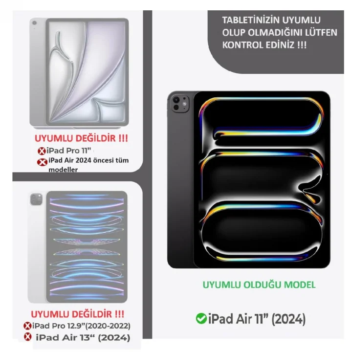 iPad Air 11inç M4/M3/M2 2026-2024 ile uyumlu Tablet Temperli Cam Ekran Koruyucu
