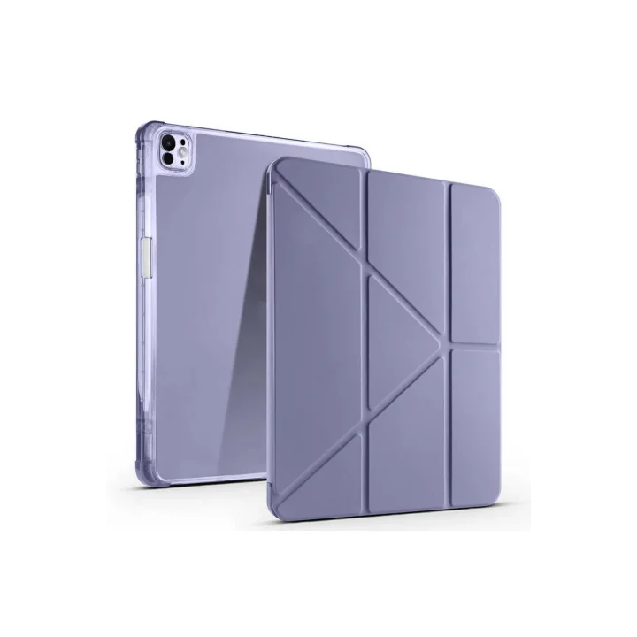 iPad Air 13 2025 M3 Kılıf Tri Folding Kalem Bölmeli Standlı Kılıf - Mor