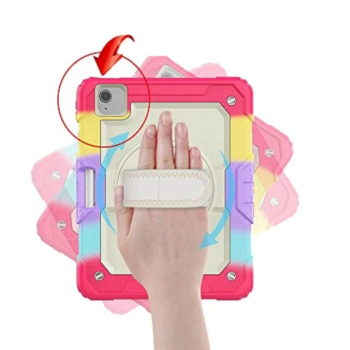 iPad Air 4 10.9 ile uyumlu Kılıf Renkli Strap Zırh Case A2072 A2316 A2324 A2325
