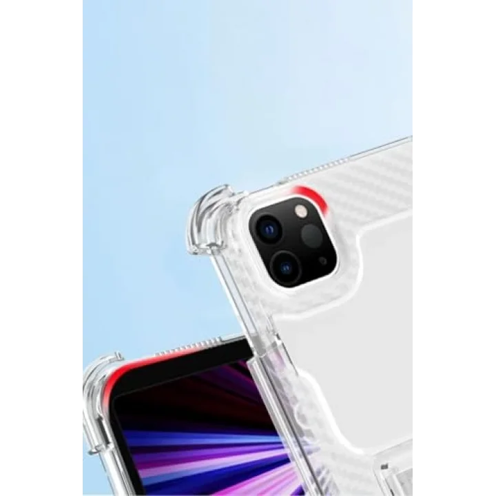 iPad Air 5 10.9 ile uyumlu Kılıf Kalem Bölemli Standlı Darbelere Dayanıklı Şeffaf Kapak