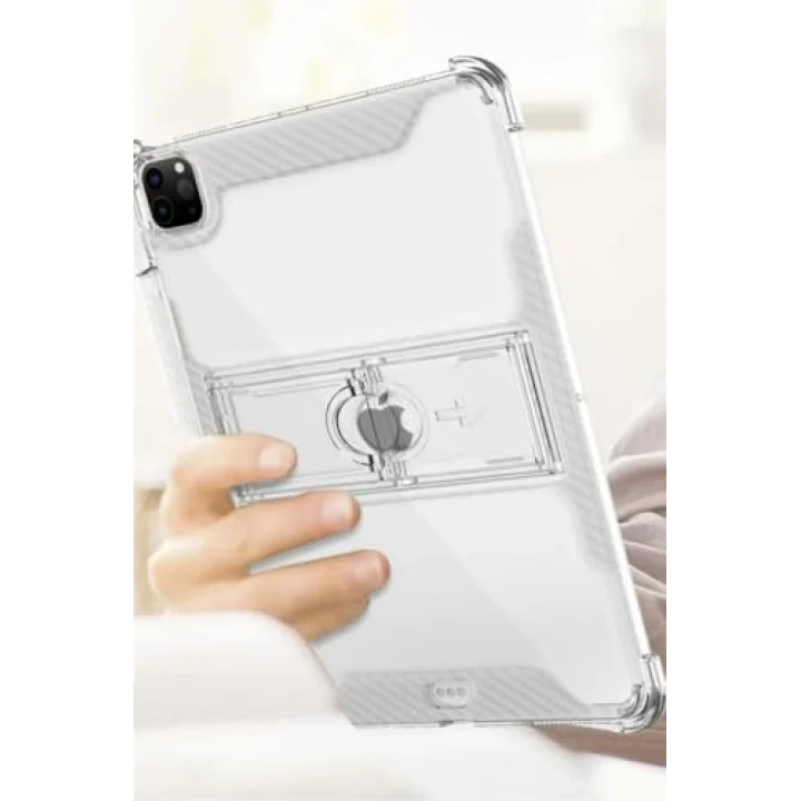 iPad Air 5 10.9 ile uyumlu Kılıf Kalem Bölemli Standlı Darbelere Dayanıklı Şeffaf Kapak