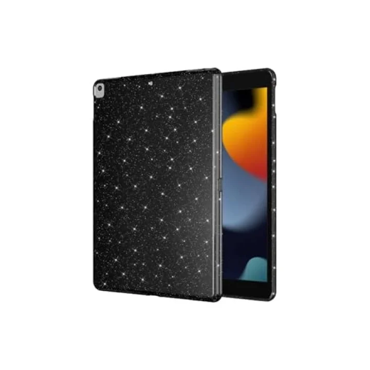 iPad ile Uyumlu 10.2 (8 Nesil) Simli Parlak Görünümlü Tablet Koton Kılıf - Derin Mor