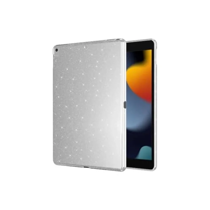 iPad ile Uyumlu 10.2 (8 Nesil) Simli Parlak Görünümlü Tablet Koton Kılıf - Derin Mor