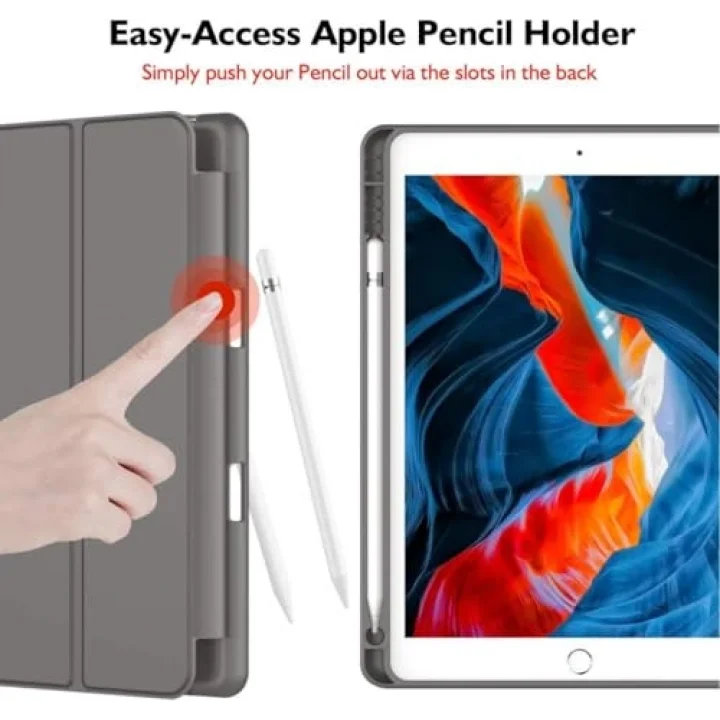 ipad Pro 10.5 ile uyumlu Kılıf Kalem Bölmeli Smart Case A1701 A1709 A1852 Koyu Gri