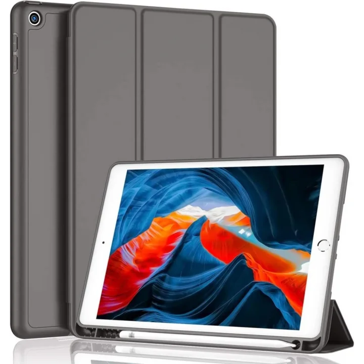 ipad Pro 10.5 ile uyumlu Kılıf Kalem Bölmeli Smart Case A1701 A1709 A1852 Koyu Gri