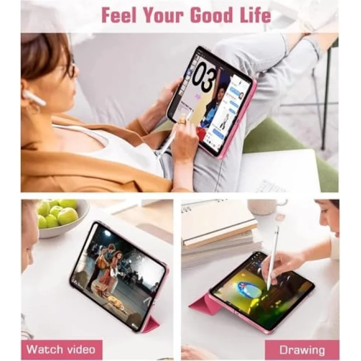 iPad Pro 10.5 ile uyumlu Kılıf PU Deri Smart Standlı Case A1701 A1709 A1852 Karpuz Kırmızısı