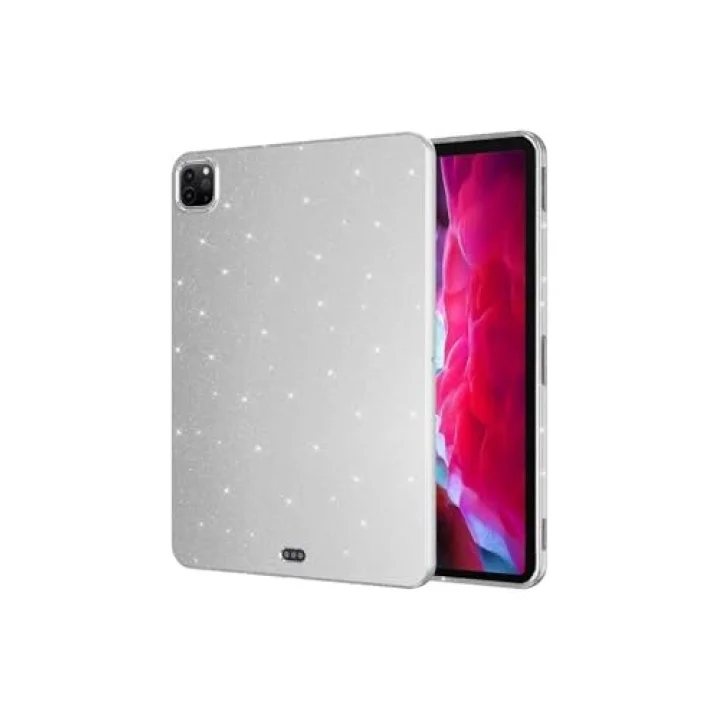 iPad Pro 11 2018 ile Uyumlu Tablet Kılıf Renkli Simli Işıltılı Silikon Kapak - Gümüş