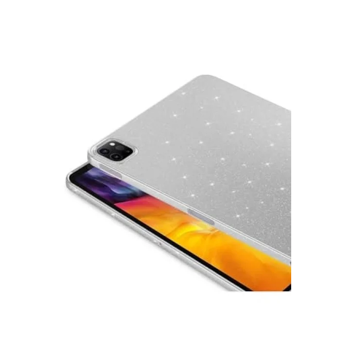 iPad Pro 11 2018 ile Uyumlu Tablet Kılıf Renkli Simli Işıltılı Silikon Kapak - Gümüş