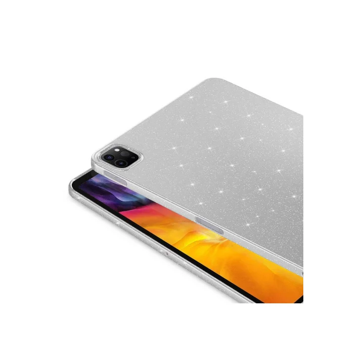 iPad Pro 11 2018 ile Uyumlu Tablet Kılıf Renkli Simli Işıltılı Silikon Kapak - Gümüş