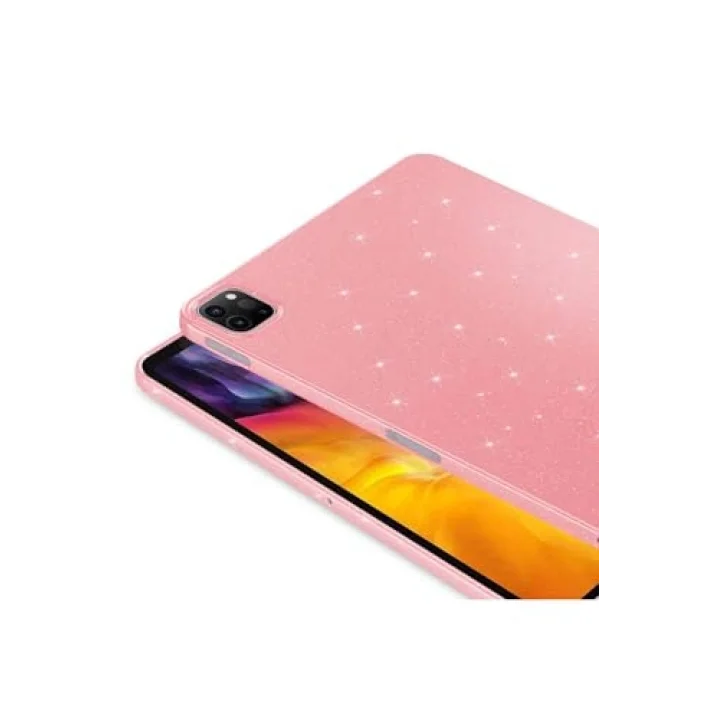 iPad Pro 11 2020 2.Nesil ile Uyumlu Tablet Kılıf Renkli Simli Işıltılı Silikon Kapak - Pembe