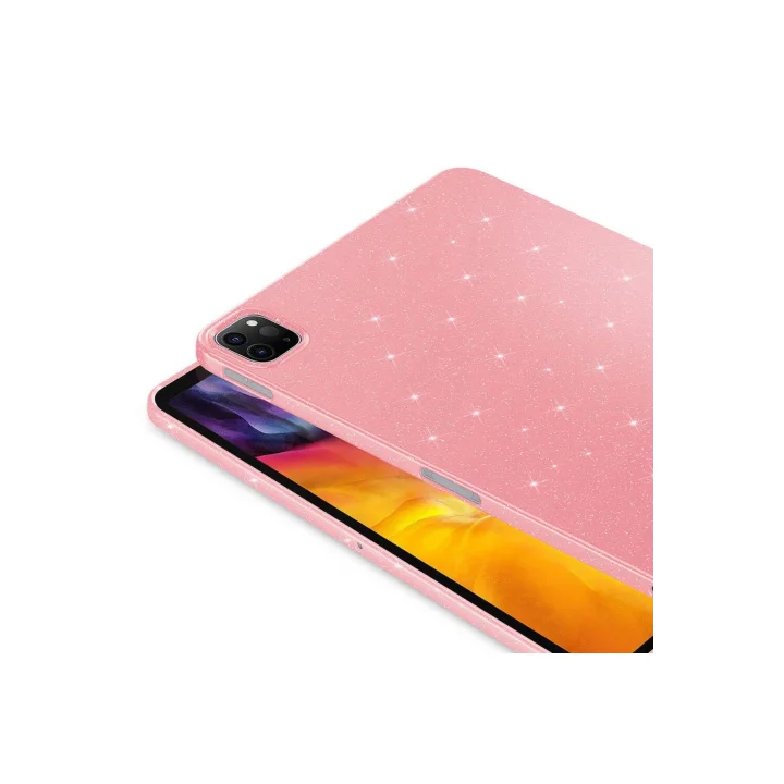 iPad Pro 11 2020 2.Nesil ile Uyumlu Tablet Kılıf Renkli Simli Işıltılı Silikon Kapak - Pembe