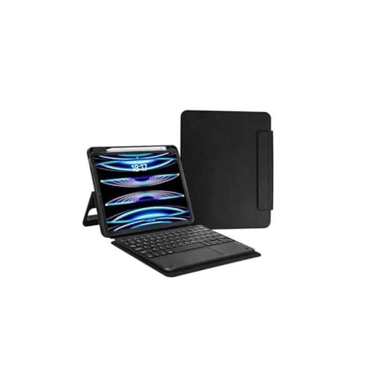 iPad Pro 11 2024 ile Uyumlu ASMA Border Keyboard Bluetooh Bağlantılı Standlı Klavyeli Tablet Kılıfı - Siyah