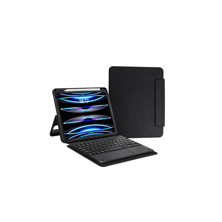 iPad Pro 11 2024 ile Uyumlu ASMA Border Keyboard Bluetooh Bağlantılı Standlı Klavyeli Tablet Kılıfı - Siyah