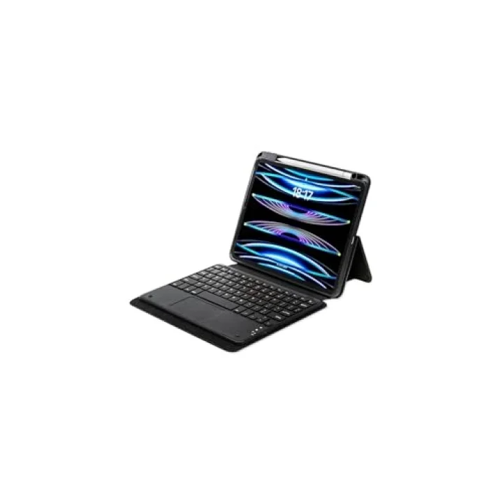 iPad Pro 11 2024 ile Uyumlu ASMA Border Keyboard Bluetooh Bağlantılı Standlı Klavyeli Tablet Kılıfı - Siyah