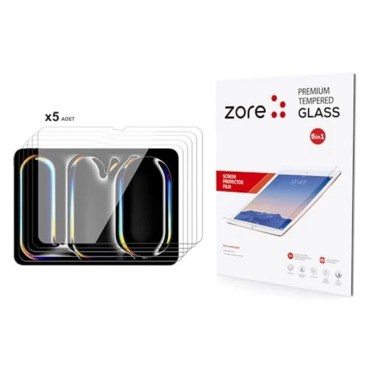 iPad Pro 11inç M4/M5 ile uyumlu Tablet Set 5 adet Temperli Cam Ekran Koruyucu 2024/2025