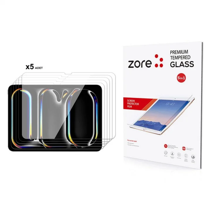 iPad Pro 11inç M4/M5 ile uyumlu Tablet Set 5 adet Temperli Cam Ekran Koruyucu 2024/2025