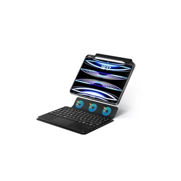 iPad Pro 13 2024 ASMA Border Keyboard Bluetooh Bağlantılı Standlı Klavyeli Tablet Kılıfı - Siyah