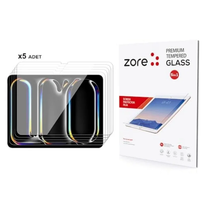 iPad Pro 13inç M4/M5 ile uyumlu Tablet Set 5 adet Temperli Cam Ekran Koruyucu 2024/2025