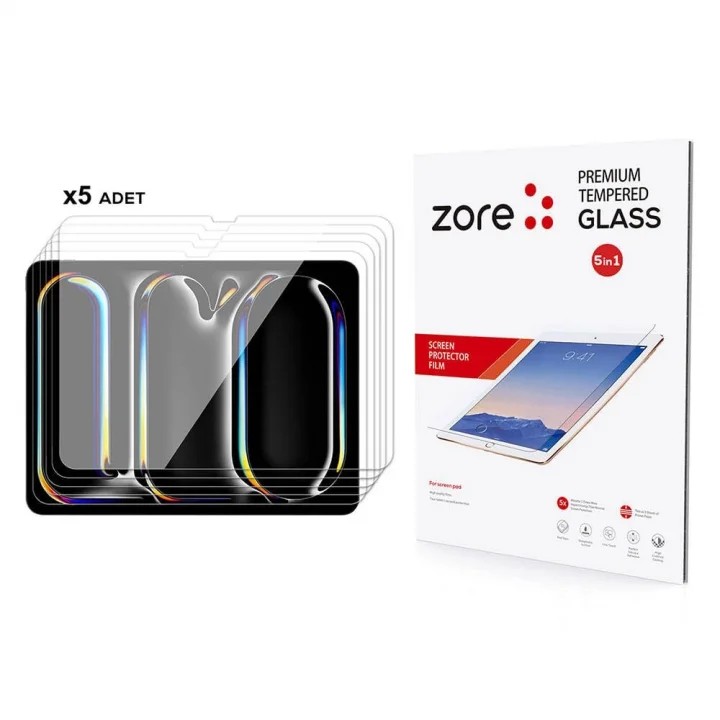 iPad Pro 13inç M4/M5 ile uyumlu Tablet Set 5 adet Temperli Cam Ekran Koruyucu 2024/2025