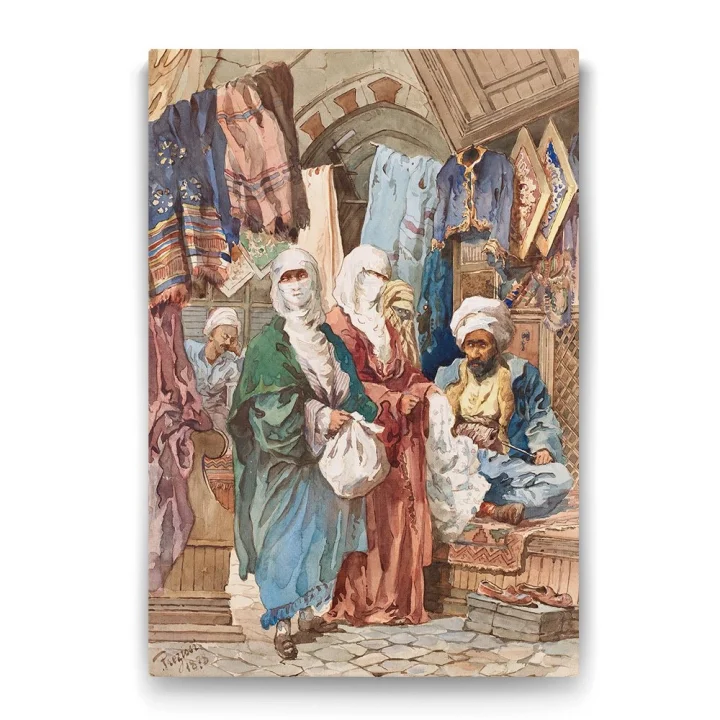 İpek Çarşısı Osmanlı Tablosu - 50x75cm